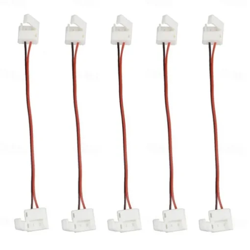 5 pcs Waterproof 8/10mm Wide 2-pin SMD 5050 3528 Flex LED Strip Connector Monochrome LED Strip to Strip Jumper