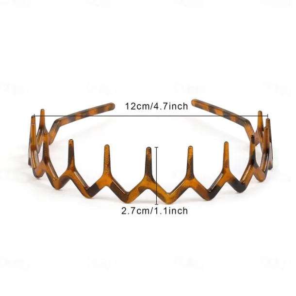 2 Pcs Zig Zag Headbands for Women Teen Girls Men, Plastic Hair Bands with Teeth Thin Zigzag Head Bands for Women's Hair, Non Slip Black Comb Hairbands Accessories