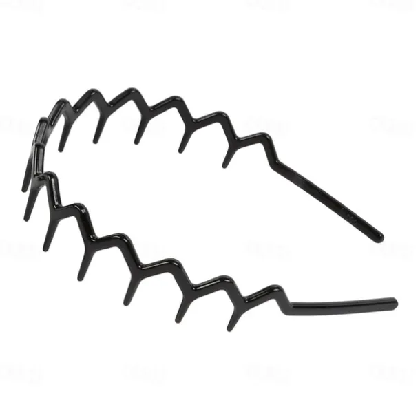 2 Pcs Zig Zag Headbands for Women Teen Girls Men, Plastic Hair Bands with Teeth Thin Zigzag Head Bands for Women's Hair, Non Slip Black Comb Hairbands Accessories