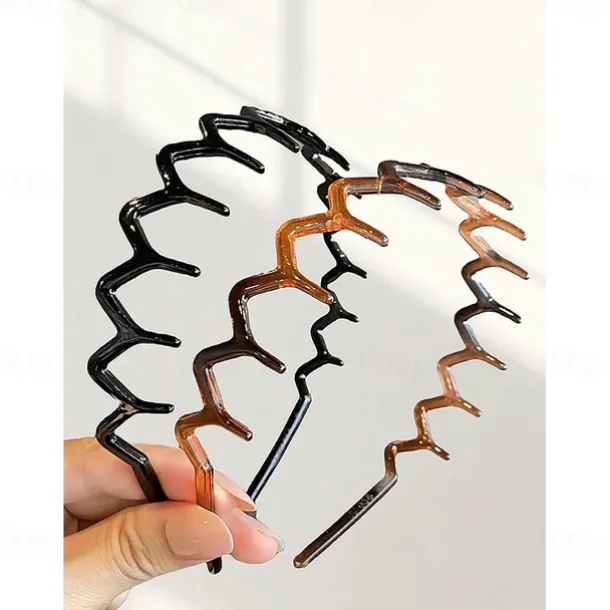 2 Pcs Zig Zag Headbands for Women Teen Girls Men, Plastic Hair Bands with Teeth Thin Zigzag Head Bands for Women's Hair, Non Slip Black Comb Hairbands Accessories