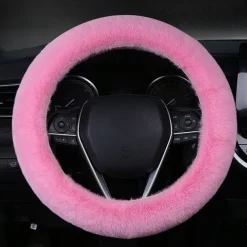 6 Pcs/Set Fluffy Faux Wool Car Steering Wheel Cover Furry Seatbelt Shoulder Pads Auto Center Console Armrest Pads Gear Shift Knob Cover Handbrake Cover Universal Warm Winter
