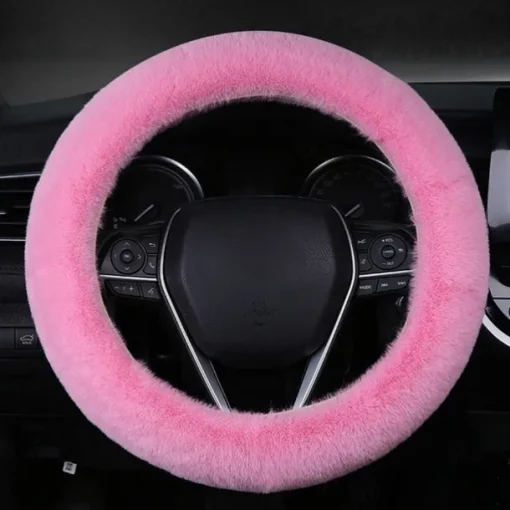 6 Pcs/Set Fluffy Faux Wool Car Steering Wheel Cover Furry Seatbelt Shoulder Pads Auto Center Console Armrest Pads Gear Shift Knob Cover Handbrake Cover Universal Warm Winter