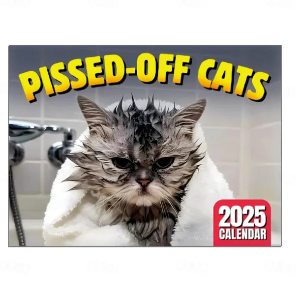 2025 Peed-Off Cats Calendar 2025 Calendar with Holidays Funny Cat Themed Gifts for Cat Lovers