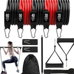 11 piece Bodhi Stick Set Fitness Resistance Belt Tension Rope Elastic Rope Set Tension Equipment TPE Pilates