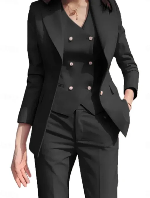 3 Piece Mother of the Bride Elegant Simple Shirt Collar Ankle Length Polyester Long Sleeve with Solid Color