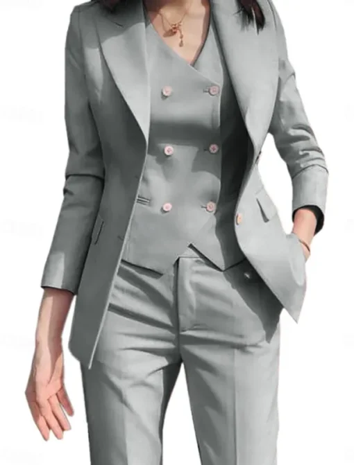 3 Piece Mother of the Bride Elegant Simple Shirt Collar Ankle Length Polyester Long Sleeve with Solid Color