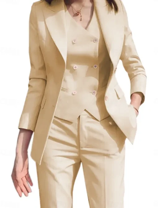 3 Piece Mother of the Bride Elegant Simple Shirt Collar Ankle Length Polyester Long Sleeve with Solid Color