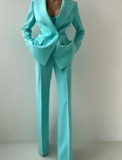 3 Piece Mother of the Bride PantsuitBlazer Set Classic Lapel Long Sleeve