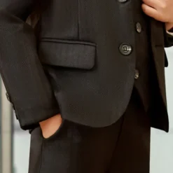 2 Pieces 4 Pieces Ring Bearer Suit Boys Kids Suit Formal Suit Suit & Blazer Clothing Set Formal Outdoor Fashion Formal Solid Color Stripe V Neck Black Gray Polyester