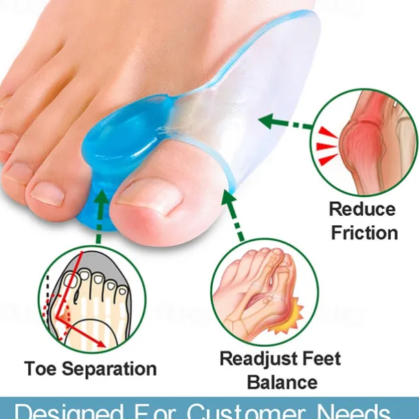2 Pieces Big Toe Separator Bone Corrector Straightener Silicone Gel Foot Fingers Protector Bunion Adjuster Feet Massager