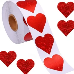 500 Pieces Glitter Heart Stickers Valentine's Love Decorative Stickers Valentine's Day Decorations Accessories