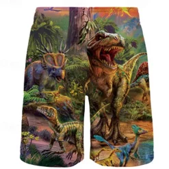 2 Pieces Kids Boys T-shirt & Shorts Clothing Set Outfit Graphic Dinosaur Short Sleeve Crewneck Set Outdoor Sports Fashion Cool Spring 7-13 Years Blue Dusty Blue Green