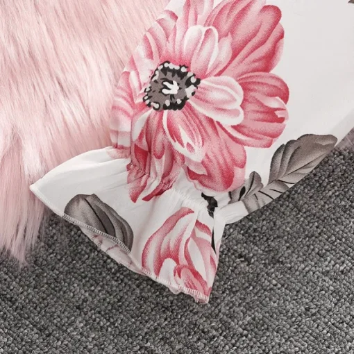 2 Pieces Kids Girls' Floral Crewneck Sweatshirt & Sweatpants Set Set Long Sleeve Fashion Outdoor Cotton 7-13 Years Summer Pink