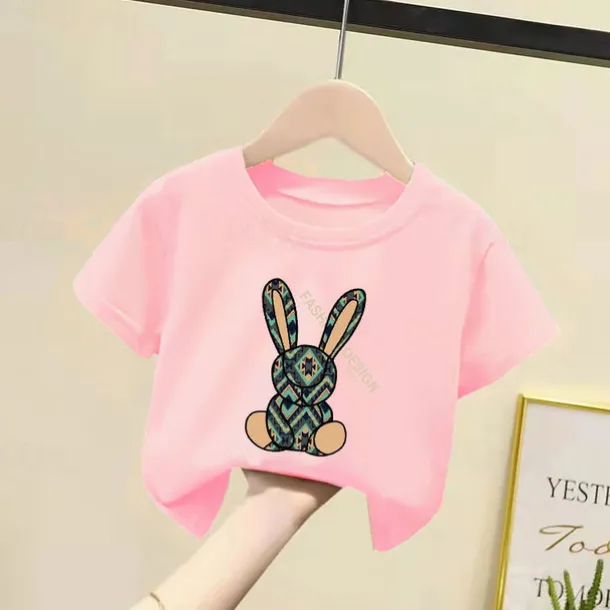 2 Pieces Kids Girls' Geometric Pants Suit Set Short Sleeve Fashion Outdoor Cotton 3-7 Years Summer Black White Yellow