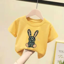 2 Pieces Kids Girls' Geometric Pants Suit Set Short Sleeve Fashion Outdoor Cotton 3-7 Years Summer Black White Yellow