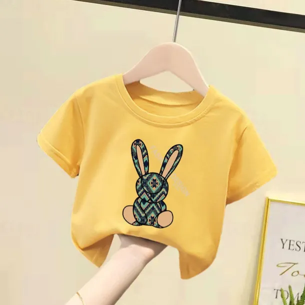2 Pieces Kids Girls' Geometric Pants Suit Set Short Sleeve Fashion Outdoor Cotton 3-7 Years Summer Black White Yellow