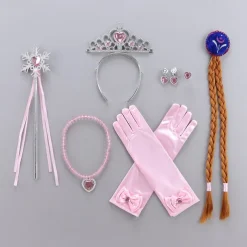 7 pieces Kids Girls' Gloves Hair Accessories Jewelry Set Tiara Active Sweet Party Birthday Snowflake Yellow Pink