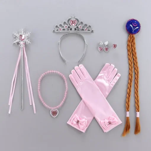7 pieces Kids Girls' Gloves Hair Accessories Jewelry Set Tiara Active Sweet Party Birthday Snowflake Yellow Pink