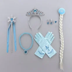 7 pieces Kids Girls' Gloves Hair Accessories Jewelry Set Tiara Active Sweet Party Birthday Snowflake Yellow Pink