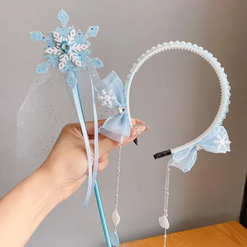 2 Pieces Kids Girls' Hair Accessories Tiara Active Sweet Party Birthday Snowflake Royal Blue Blue