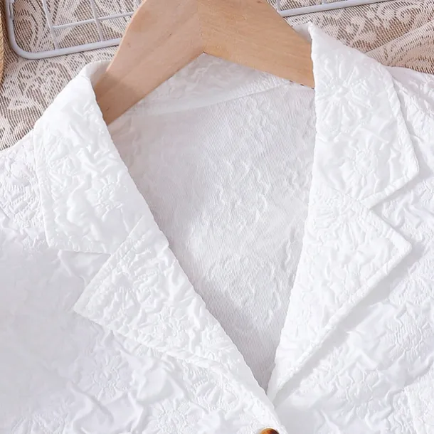 2 Pieces Kids Girls' Solid Color Ruched Dress Suits Set Short Sleeve Fashion School 7-13 Years Summer White