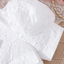 2 Pieces Kids Girls' Solid Color Ruched Dress Suits Set Short Sleeve Fashion School 7-13 Years Summer White