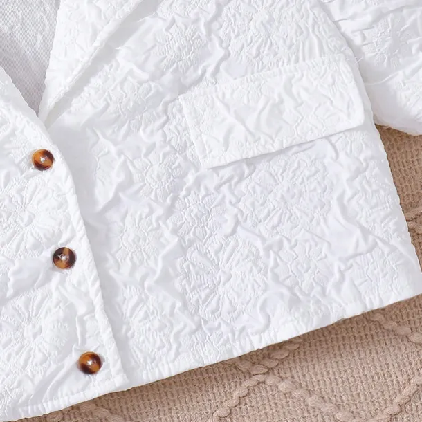 2 Pieces Kids Girls' Solid Color Ruched Dress Suits Set Short Sleeve Fashion School 7-13 Years Summer White