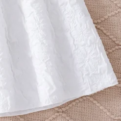 2 Pieces Kids Girls' Solid Color Ruched Dress Suits Set Short Sleeve Fashion School 7-13 Years Summer White