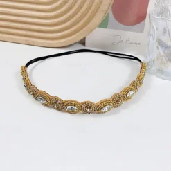 1 Pieces Rhinestone Beaded Elastic Headband Jewel Headbands Pearl Hair Band Crystal Beaded Women Head Wrap Lady Girls Hair Jewelry Accessories