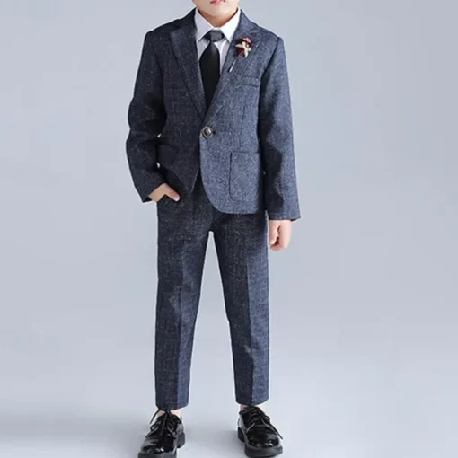 4 Pieces Ring Bearer Suit Boys Kids Suit Formal Suit Blazer & Pants Formal Party Valentines Fashion Cool Solid Color Pocket Red Blue Green Polyester
