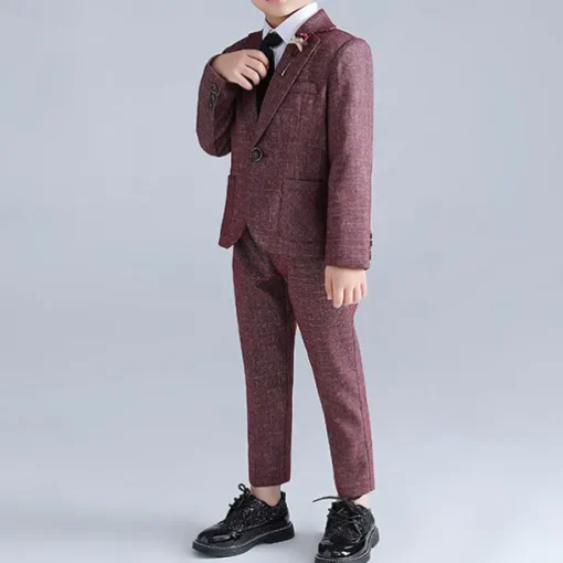 4 Pieces Ring Bearer Suit Boys Kids Suit Formal Suit Blazer & Pants Formal Party Valentines Fashion Cool Solid Color Pocket Red Blue Green Polyester