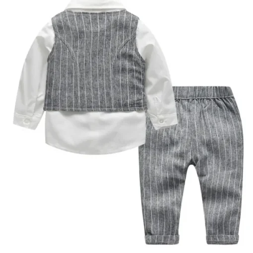 2 Pieces Ring Bearer Suit Boys' Kids Suit Formal Suit Shirt & Pants Pants Set School Party Date Fashion Cool Basic Stripe Print Beige Light Blue Cotton