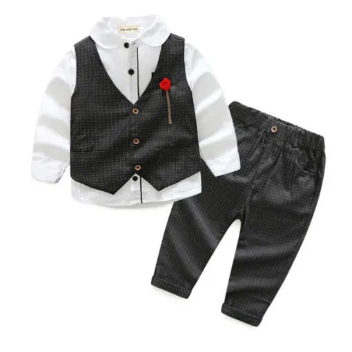 3 Pieces Ring Bearer Suit Boys Kids Suit Formal Suit Suit & Blazer Clothing Set School Formal Home Cool Gentle Plaid Print Black Wine Red Cotton