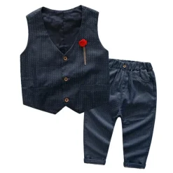 3 Pieces Ring Bearer Suit Boys Kids Suit Formal Suit Suit & Blazer Clothing Set School Formal Home Cool Gentle Plaid Print Black Wine Red Cotton