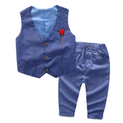3 Pieces Ring Bearer Suit Boys Kids Suit Formal Suit Suit & Blazer Clothing Set School Formal Home Cool Gentle Plaid Print Black Wine Red Cotton