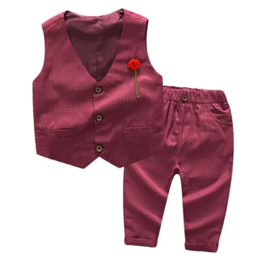 3 Pieces Ring Bearer Suit Boys Kids Suit Formal Suit Suit & Blazer Clothing Set School Formal Home Cool Gentle Plaid Print Black Wine Red Cotton