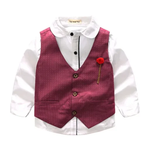 3 Pieces Ring Bearer Suit Boys Kids Suit Formal Suit Suit & Blazer Clothing Set School Formal Home Cool Gentle Plaid Print Black Wine Red Cotton