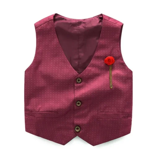 3 Pieces Ring Bearer Suit Boys Kids Suit Formal Suit Suit & Blazer Clothing Set School Formal Home Cool Gentle Plaid Print Black Wine Red Cotton