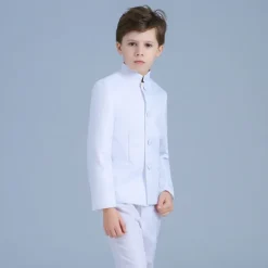 2 Pieces Ring Bearer Suit Boys Kids Pants Set Formal Set Party Date Cool Formal Solid Color Black White Polyester