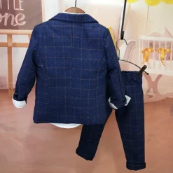 3 Pieces Ring Bearer Suit Boys Kids Suit Formal Suit Suit & Blazer Clothing Set Anniversary Party Street Cool Formal Plaid Navy Blue Purple Gray Cotton