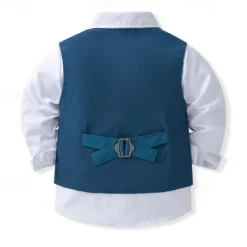 4 Pieces Ring Bearer Suit Boys Kids Suit Formal Suit Shirt & Pants Clothing Set Formal Fashion Solid Color Royal Blue Sky Blue Gray Cotton
