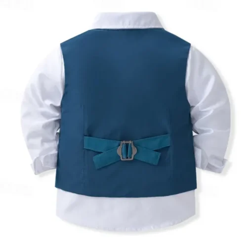 4 Pieces Ring Bearer Suit Boys Kids Suit Formal Suit Shirt & Pants Clothing Set Formal Fashion Solid Color Royal Blue Sky Blue Gray Cotton