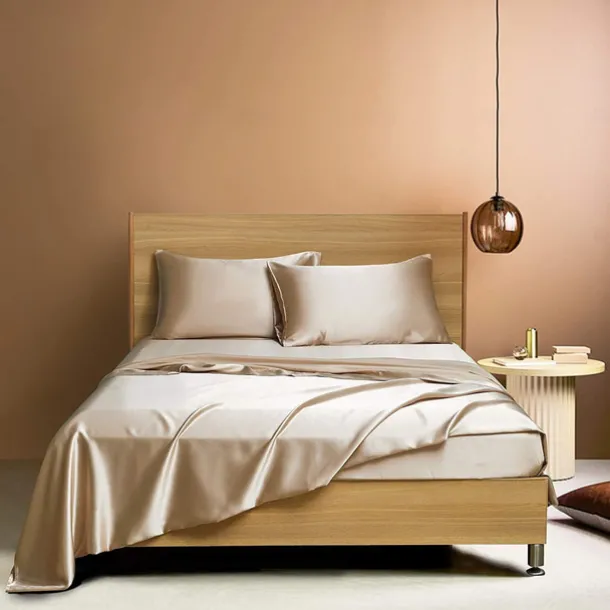 4 Pieces Satin Sheet Sets Hotel Luxury Silky Bed Sheets Soft Premium Satin Sheets Wrinkle & Fade Resistant Bedding Set Sheet Set, Include 1 Deep Pocket Fitted Sheet(12inch),1 Flat Sheet, 2 Pillowcases