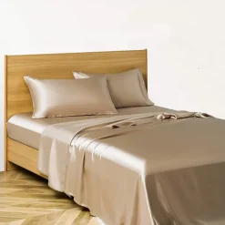 4 Pieces Satin Sheet Sets Hotel Luxury Silky Bed Sheets Soft Premium Satin Sheets Wrinkle & Fade Resistant Bedding Set Sheet Set, Include 1 Deep Pocket Fitted Sheet(12inch),1 Flat Sheet, 2 Pillowcases
