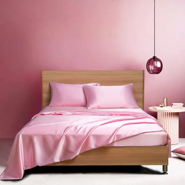 4 Pieces Satin Sheet Sets Hotel Luxury Silky Bed Sheets Soft Premium Satin Sheets Wrinkle & Fade Resistant Bedding Set Sheet Set, Include 1 Deep Pocket Fitted Sheet(12inch),1 Flat Sheet, 2 Pillowcases