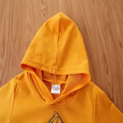 2 Pieces Toddler Boys Hoodie & Sweatpants Set Outfit Cartoon Long Sleeve Crewneck Set School Fashion Daily Fall 4-7 Years Yellow