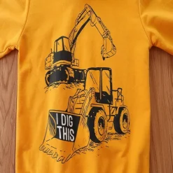 2 Pieces Toddler Boys Hoodie & Sweatpants Set Outfit Cartoon Long Sleeve Crewneck Set School Fashion Daily Fall 4-7 Years Yellow