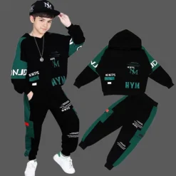 2 Pieces Toddler Boys Hoodie & Sweatpants Set Outfit Letter Long Sleeve Cotton Set Outdoor Fashion Daily Fall Winter 3-7 Years Red Green