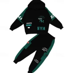 2 Pieces Toddler Boys Hoodie & Sweatpants Set Outfit Letter Long Sleeve Cotton Set Outdoor Fashion Daily Fall Winter 3-7 Years Red Green