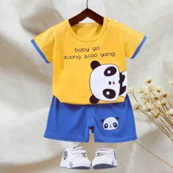 2 Pieces Toddler Boys T-shirt & Shorts Outfit Animal Cartoon Bear Short Sleeve Cotton Set Outdoor Neutral Daily Basic Summer Spring 3-7 Years Short set 30-RABBIT rabbit. Short set 35-Happy Niu Niu